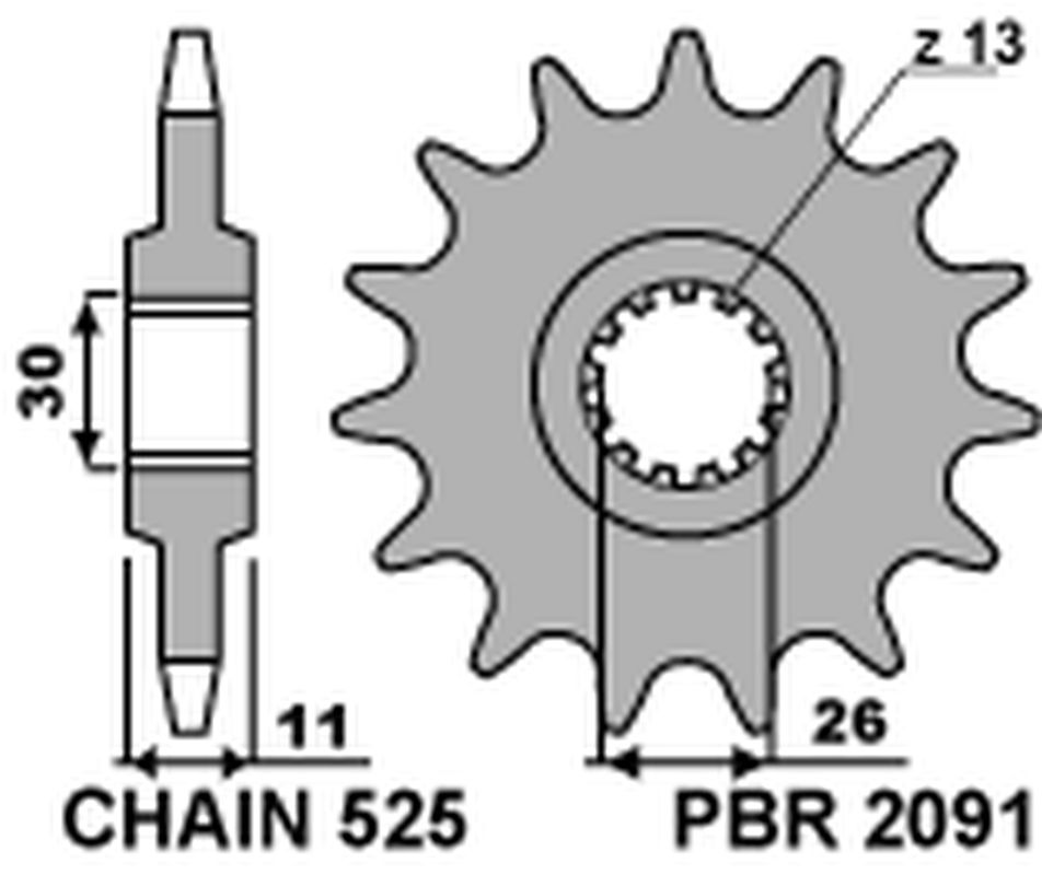 PBR front sprocket 2091 17 18NC YAMAHA FZ8 '10-'15, MT 09 '14-'17, MT 07 '14-'17, TDM 900 '02-'13 (JTF1591.17) (ŁAŃC. 525) (MADE IN ITALY)
